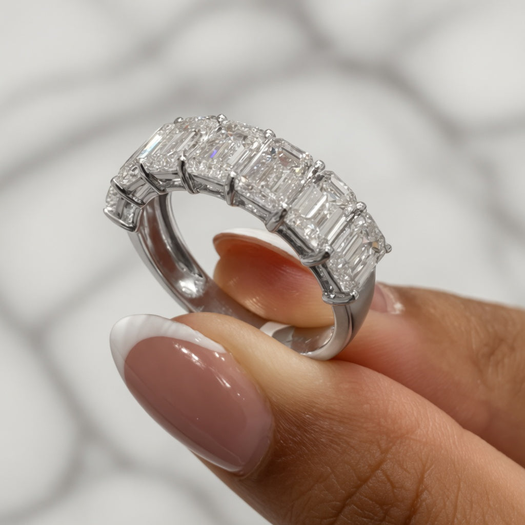 Diamond Half Eternity Ring 3.91 Carat Yellow Gold 14K