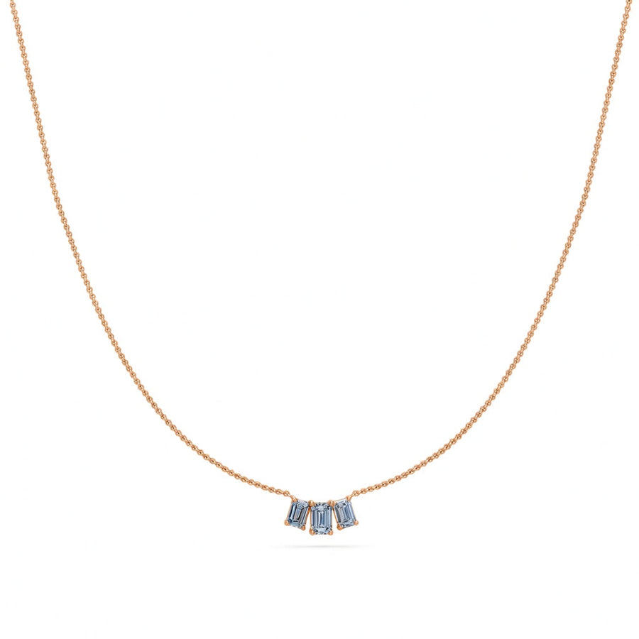 0.55 Ct Emerald Cut Diamond Chain Necklace VS1 D-F White Gold 14k