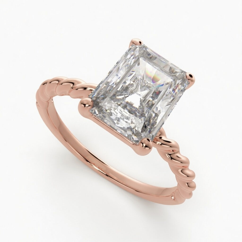 Renata 1 Carat Radiant Cut Solitaire Rope Engagement Ring
