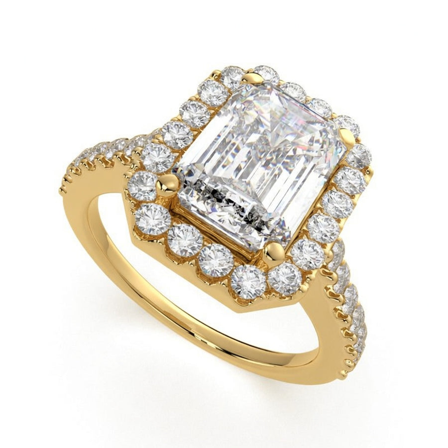 Bianca 3.5 Carat Emerald Cut Halo Pave Engagement Ring
