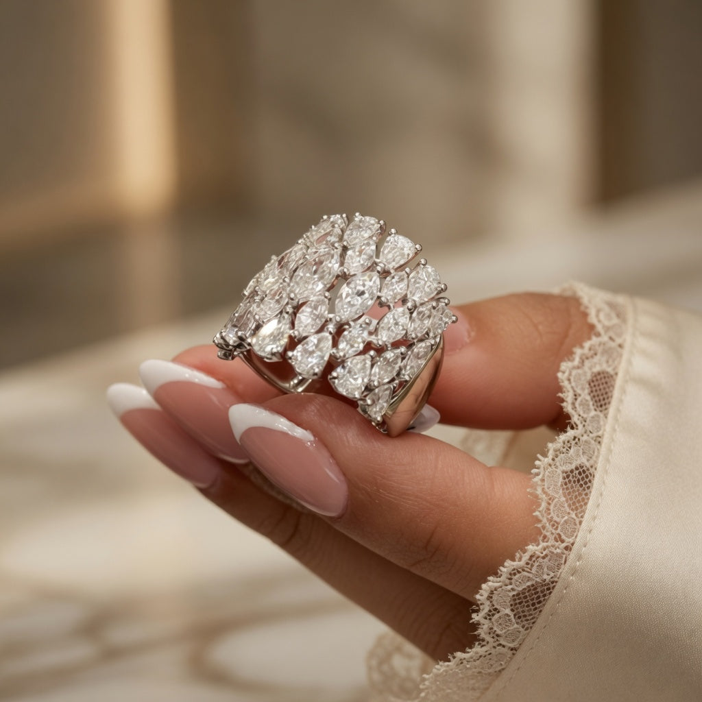 4.05 CT Lab-Grown Diamond Dome Fashion Ring in 14K White Gold (D–F / VS1–VS2)