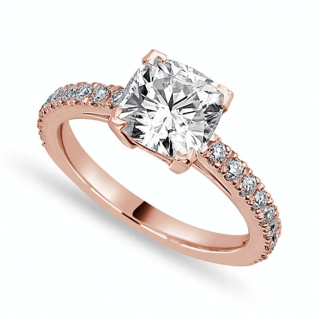 Zara 1.89 ct Lab Grown Round Cut Pave 4 Prong Diamond Engagement Ring