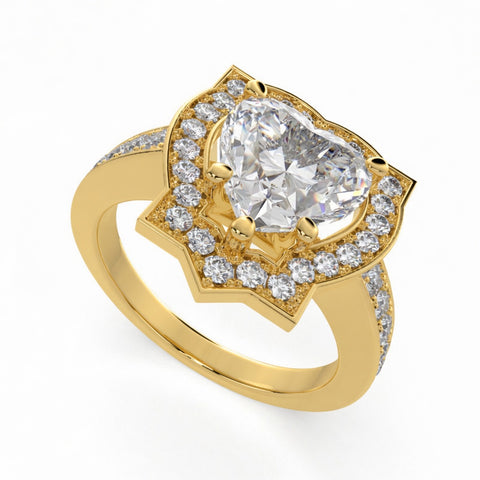 Amalia 1.5 Carat Heart Cut Halo Pave Engagement Ring