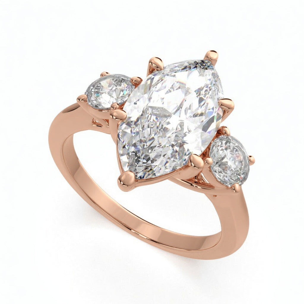Hana 2.2 Carat Marquise Cut 3 Stone Engagement Ring