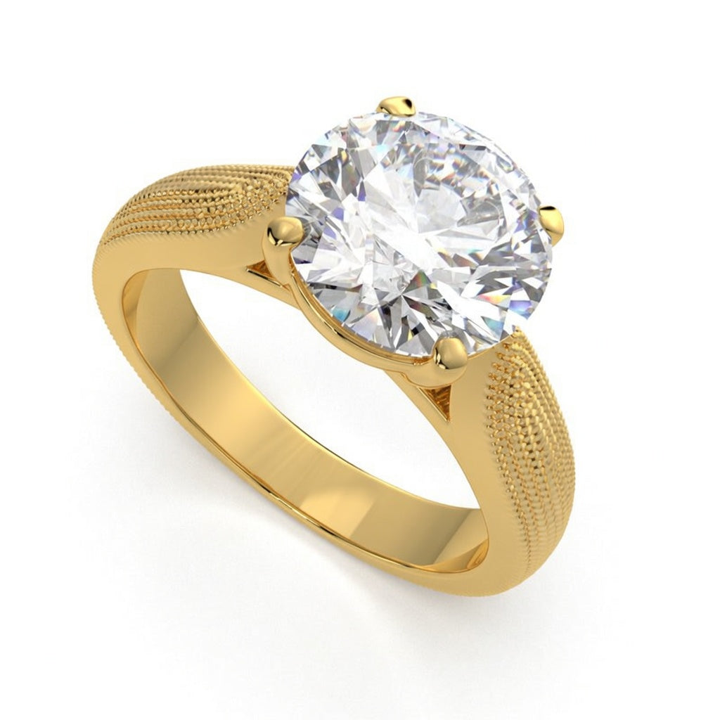Valentina 1 Carat Round Cut Solitaire Tapered Milgrain Engagement Ring