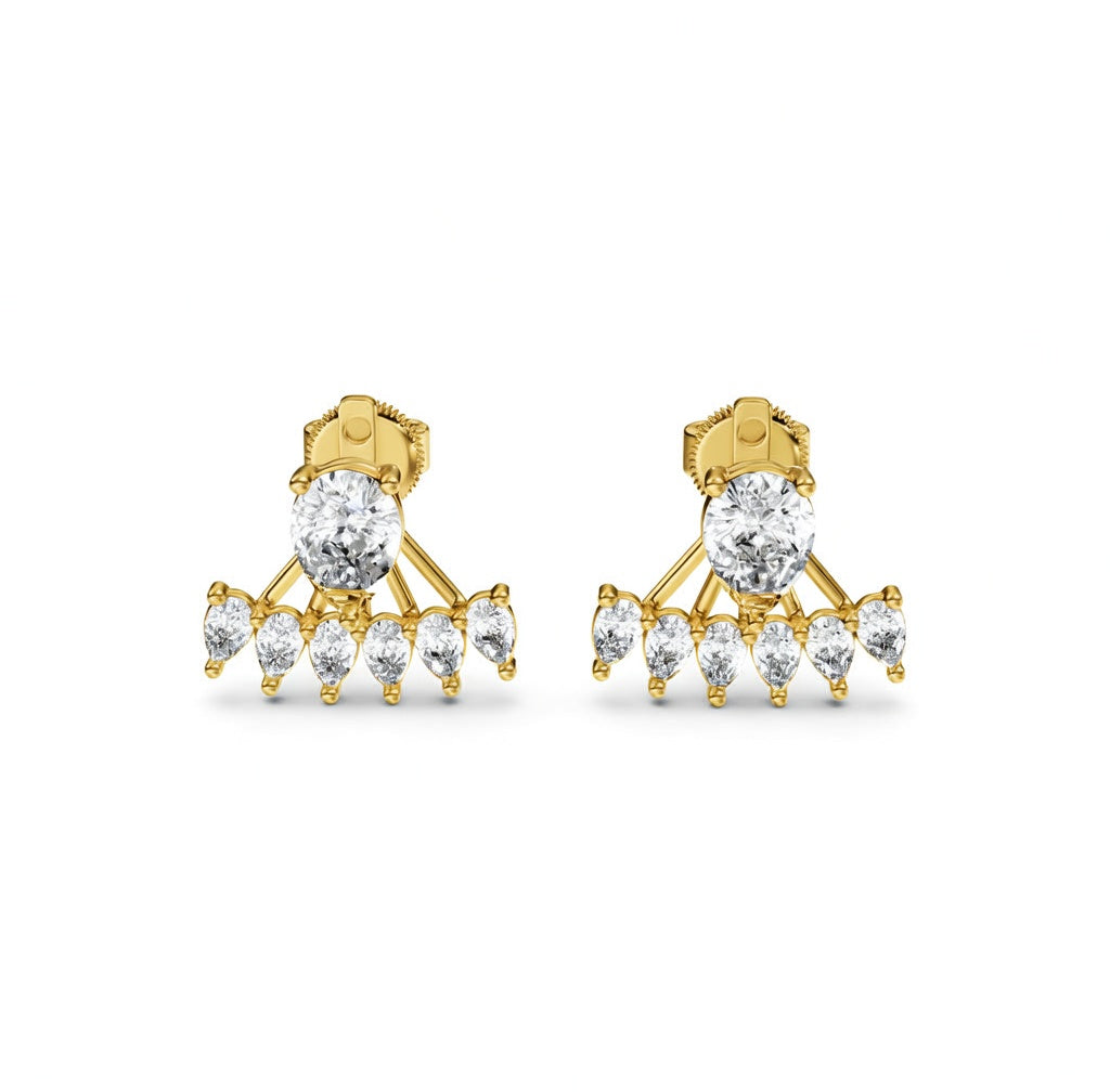 2.01 ct Pear Cut Stud Cluster Butterfly Diamond Earrings VS1 D White Gold 14k
