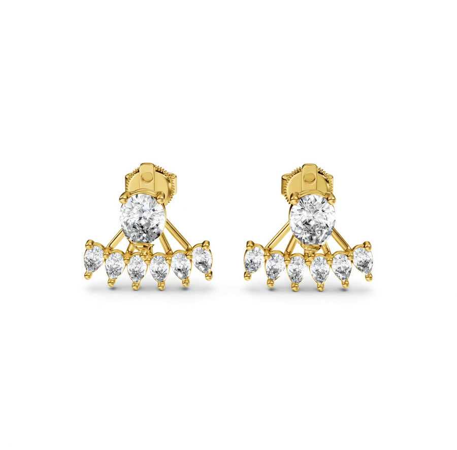 2.01 ct Pear Cut Stud Cluster Butterfly Diamond Earrings VS1 D White Gold 14k