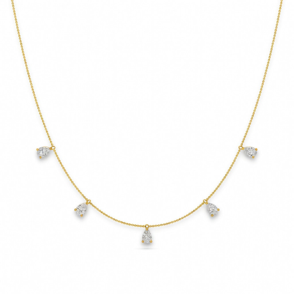 1.6 Ct Pear Cut Diamond Chain Necklace VS1 D-F White Gold 14k