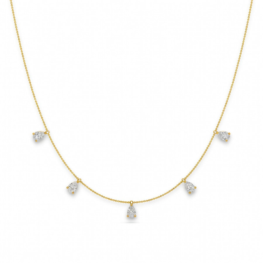 1.6 Ct Pear Cut Diamond Chain Necklace VS1 D-F White Gold 14k