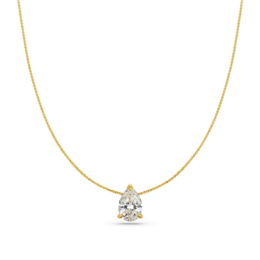 1.5 Ct Pear Cut Diamond Pendant Necklace VS1 D-F White Gold 14k