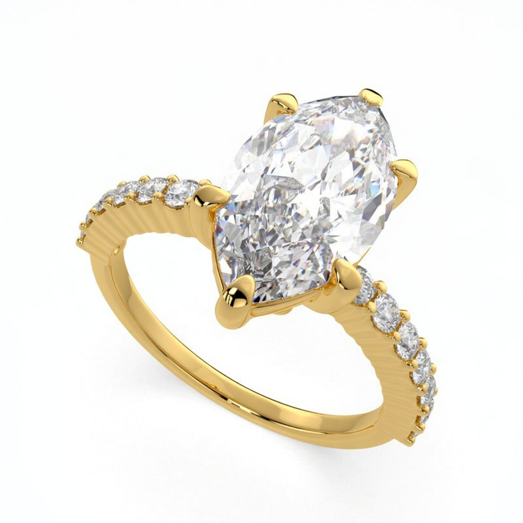 Lavinia 4.35 Carat Marquise Cut Side Stone 4 Prong Engagement Ring