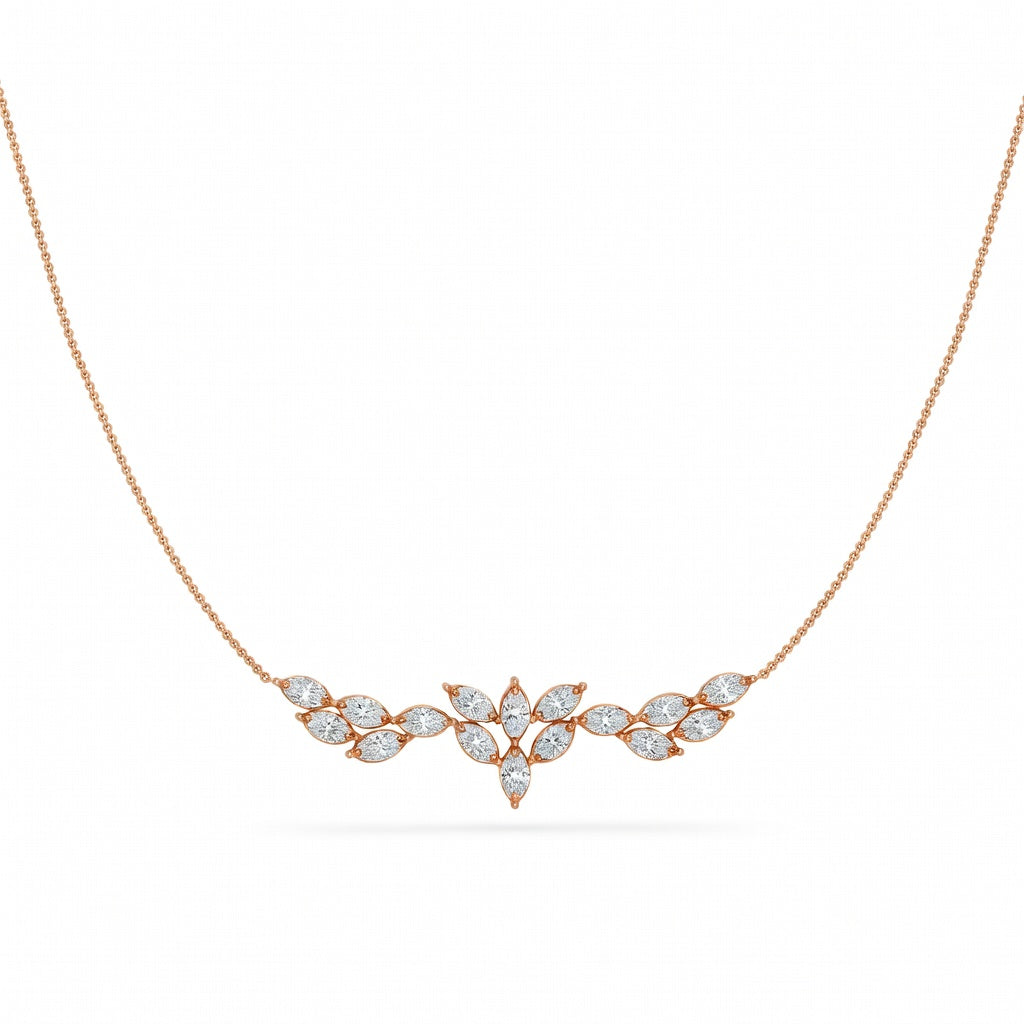 2.1 Ct Marquise Cut Diamond Chain Necklace VS1 D-F White Gold 14k