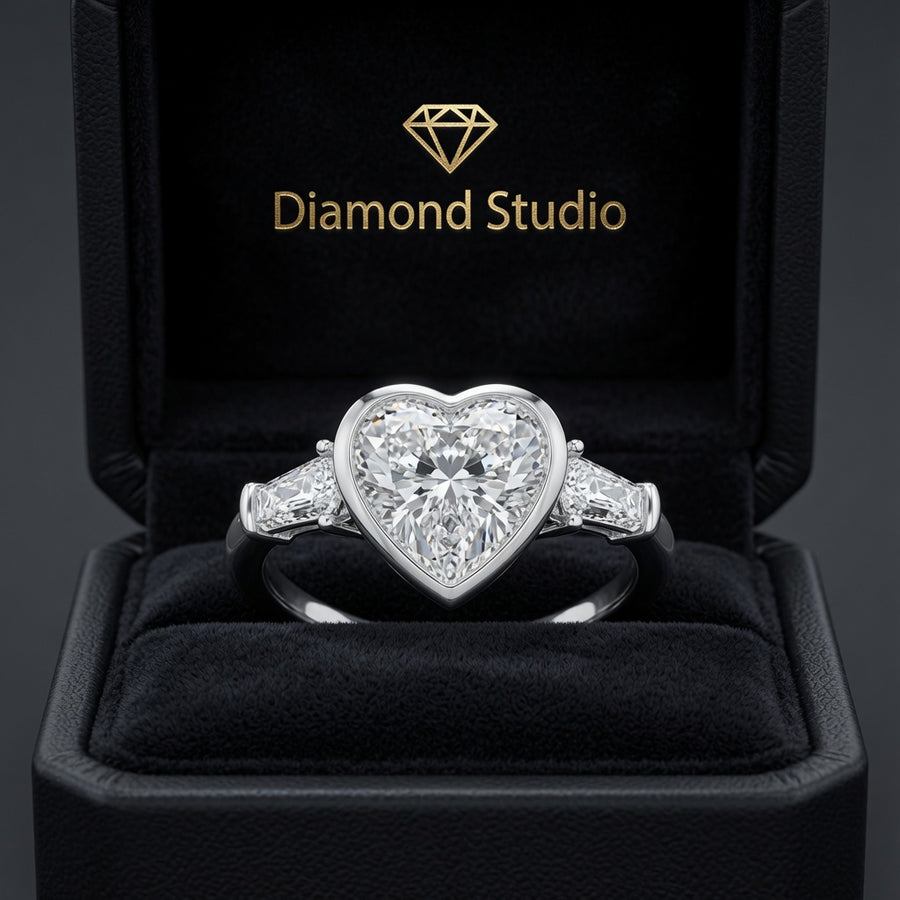 Emilia 3.5 Carat Heart Cut Trilogy 3 Stone Engagement Ring