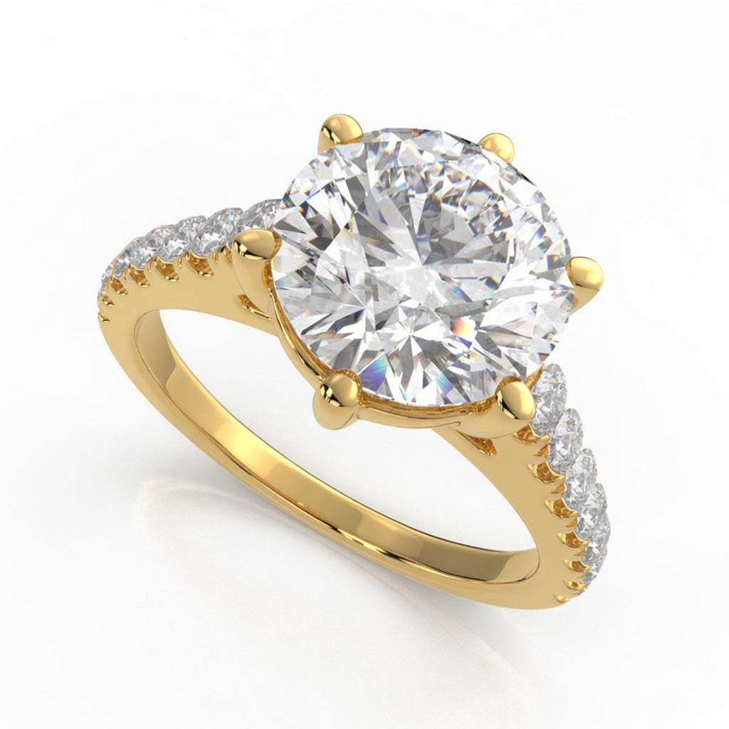 Karina 1.3 Carat Round Cut Pave 6 Prong Engagement Ring
