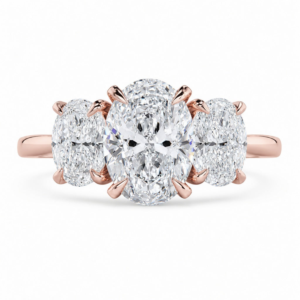2.50 CT Oval Cut Lab-Grown Diamond Three-Stone Engagement Ring in 14K White Gold – Trilogy Anniversary Design