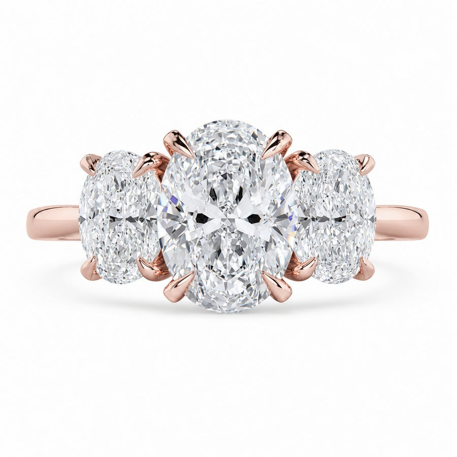 2.50 CT Oval Cut Lab-Grown Diamond Three-Stone Engagement Ring in 14K White Gold – Trilogy Anniversary Design
