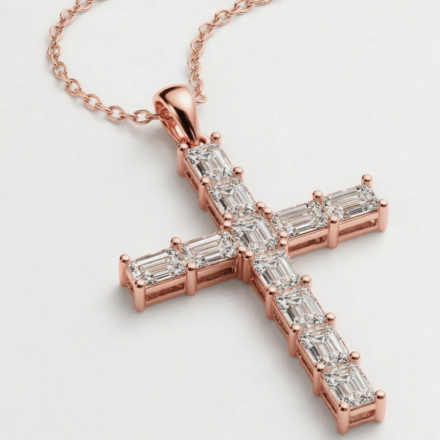 14K White Gold Radiant-Cut Lab-Grown Diamond Cross Pendant (2.00 CTW – D–F / VS1–VS2)