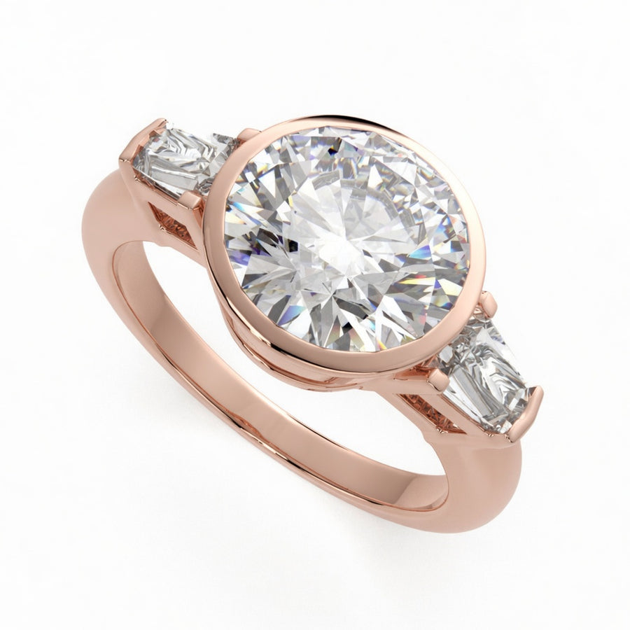 Emilia 1.5 Carat Round Cut Trilogy 3 Stone Engagement Ring