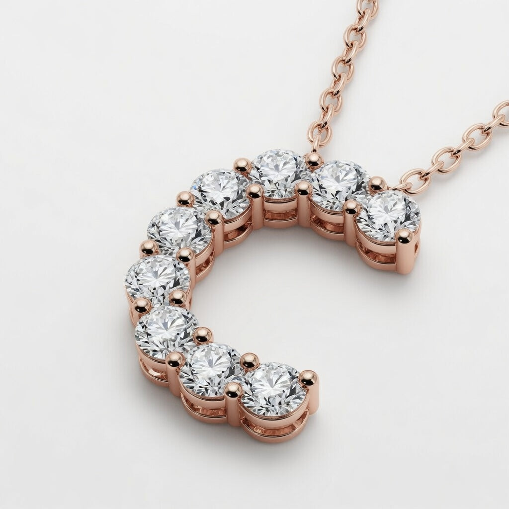 1.00 CTW Round Lab-Grown Diamond Initial C Personalized Pendant (D–F / VS1–VS2)