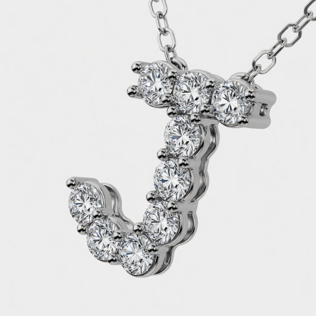 1.00 CTW Round Lab-Grown Diamond Initial J Personalized Pendant (D–F / VS1–VS2)