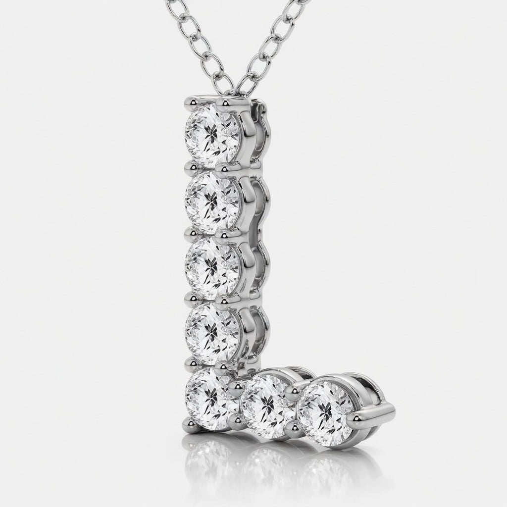 1.00 CTW Round Lab-Grown Diamond Initial L Personalized Pendant (D–F / VS1–VS2)