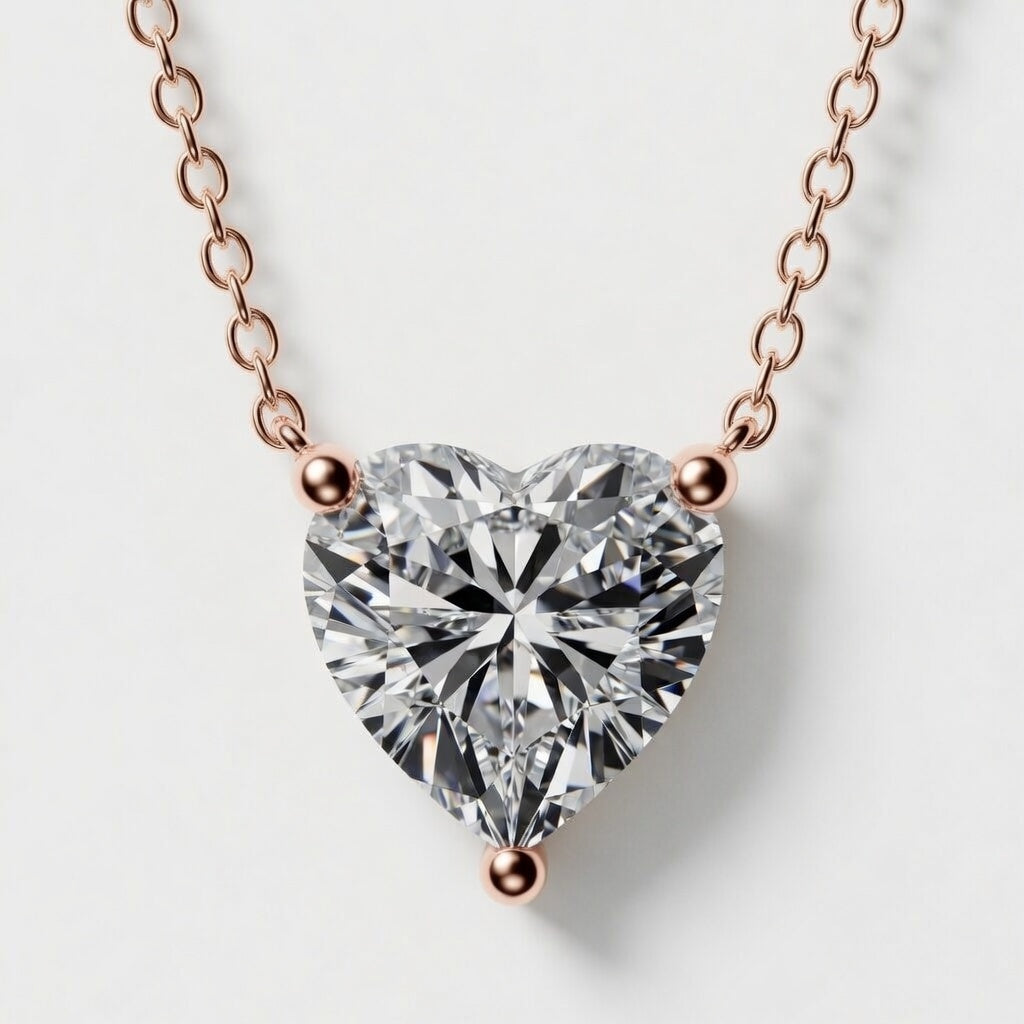 3.00 Carat Heart Shape Lab-Grown Diamond Solitaire Pendant VS1 D-F 14K White Gold