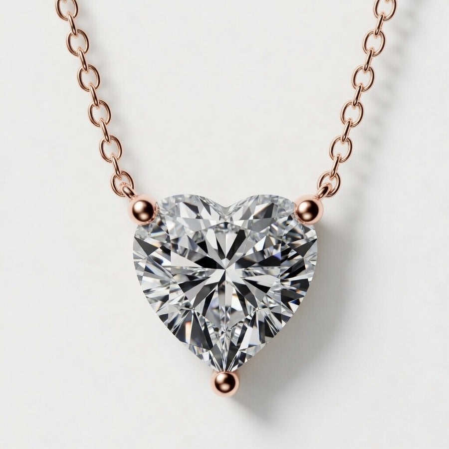 3.00 Carat Heart Shape Lab-Grown Diamond Solitaire Pendant VS1 D-F 14K White Gold