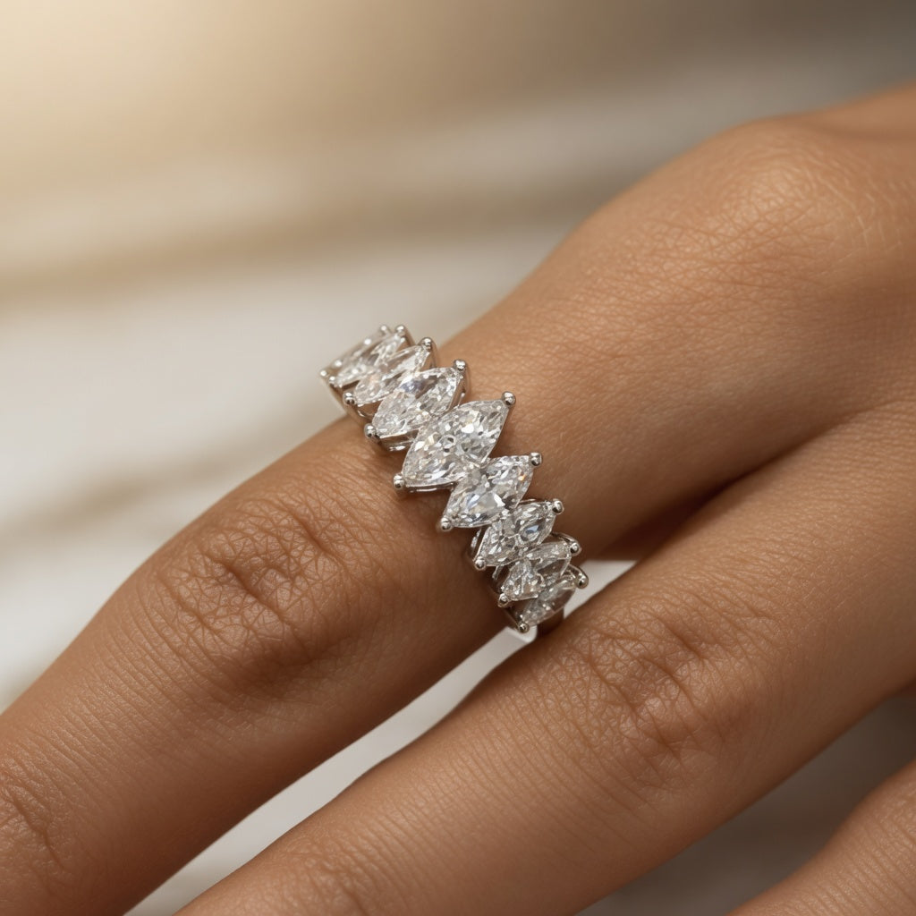 1.40 CT Lab-Grown Diamond Band Fashion Ring in 14K White Gold (D–F / VS1–VS2)