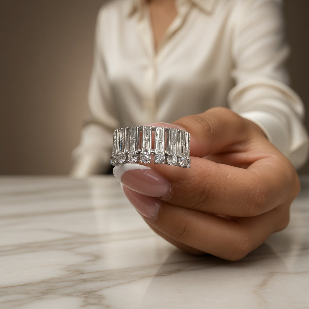 1.32 CT Lab-Grown Diamond Band Ring in 14K White Gold (D–F / VS1–VS2)