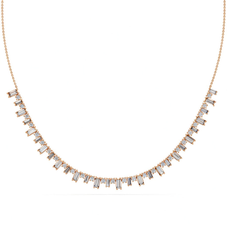 3.2 Ct Baguette Round Cut Diamond Chain Necklace VS1 D-F White Gold 14k