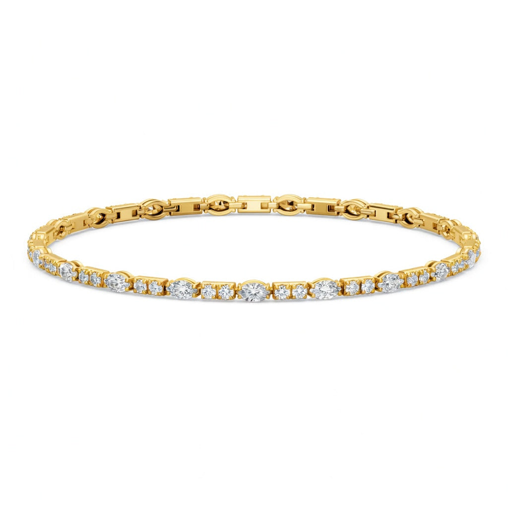 3.99 Carat Marquise Cut Diamond Tennis Bracelet VS1 D F White Gold 14k