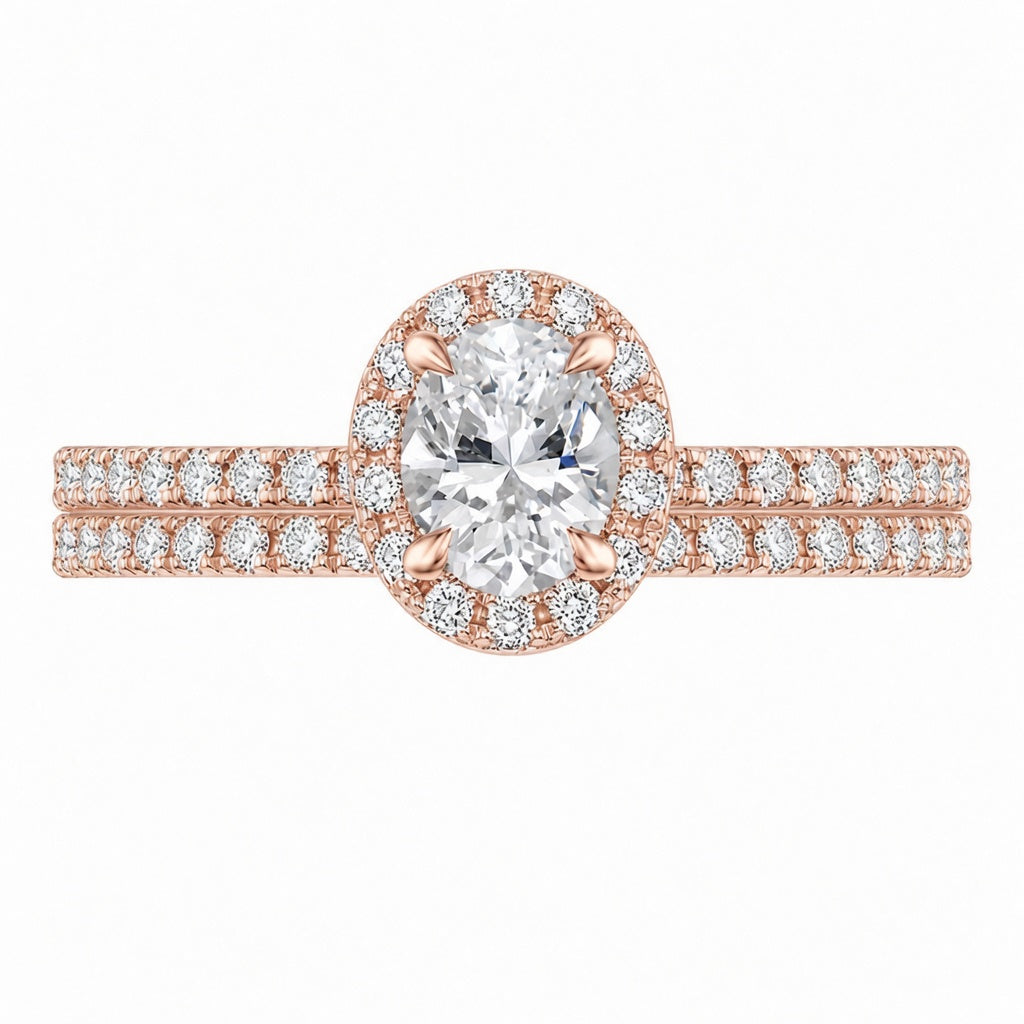 3.00 CT Waverly Lab-Grown Diamond 2PCS Halo Bridal Set in 14K White Gold – Micro Pavé Wedding Ring Design