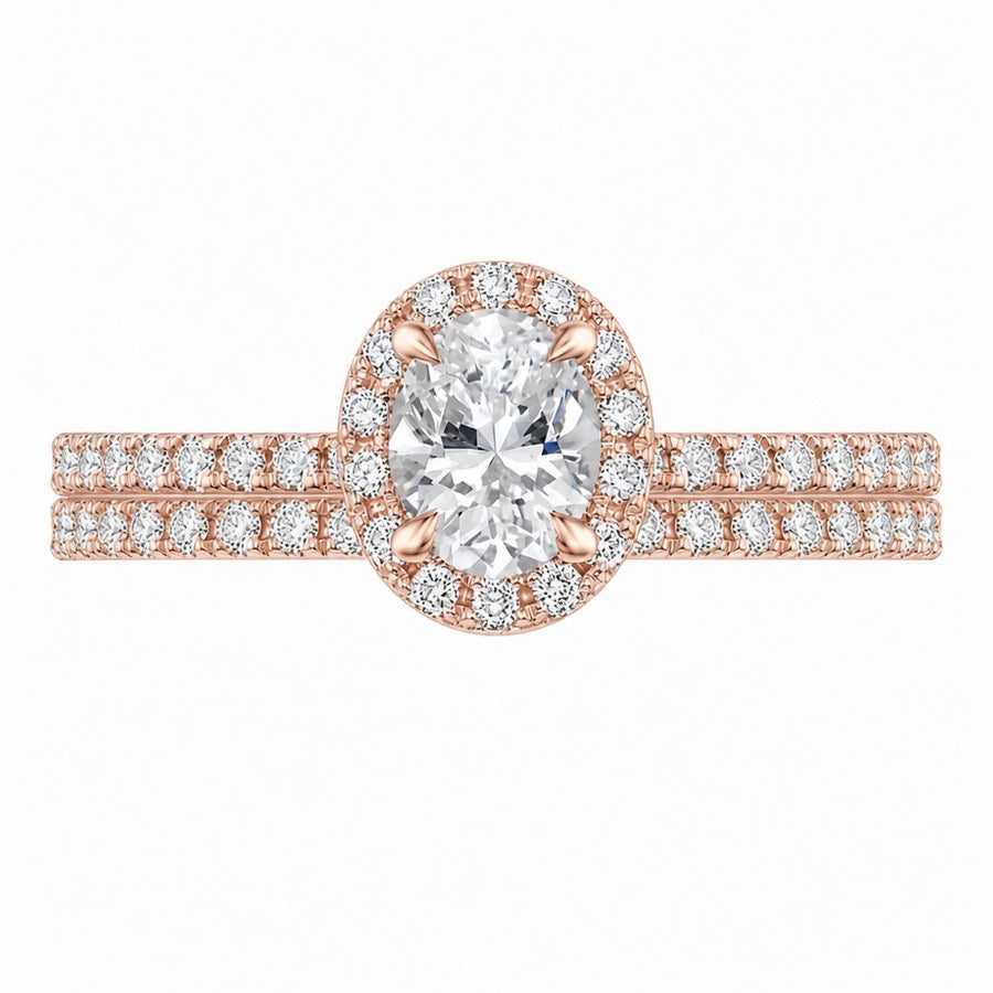 3.00 CT Waverly Lab-Grown Diamond 2PCS Halo Bridal Set in 14K White Gold – Micro Pavé Wedding Ring Design