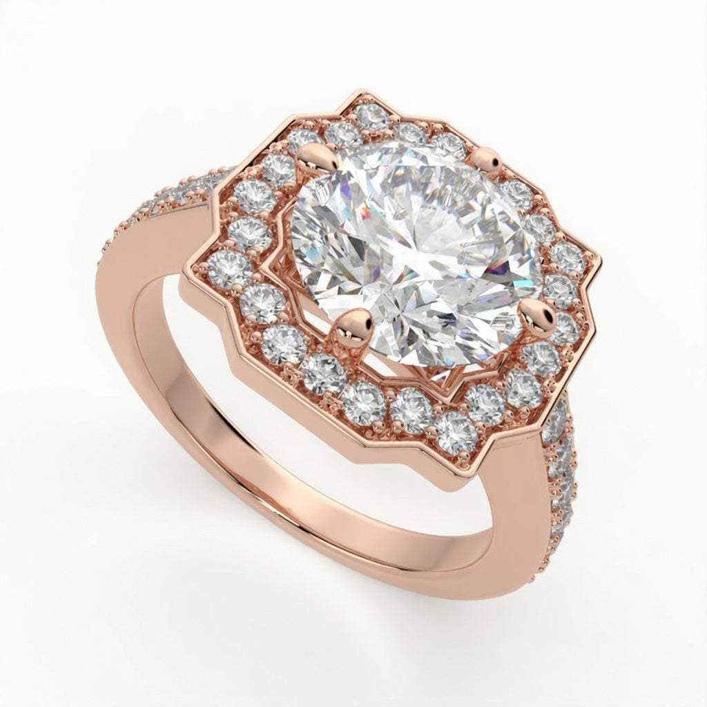 Amalia 1.5 Carat Oval Cut Halo Pave Engagement Ring