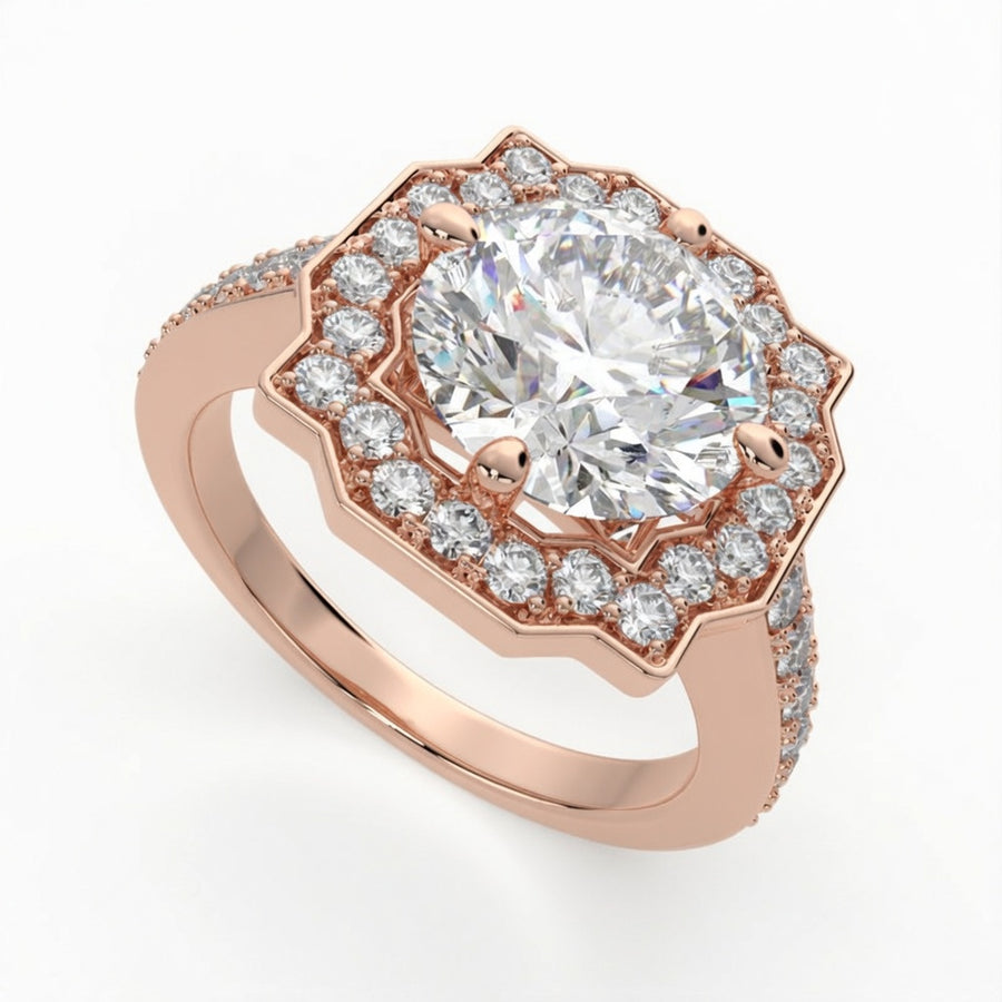 Amalia 1.5 Carat Oval Cut Halo Pave Engagement Ring