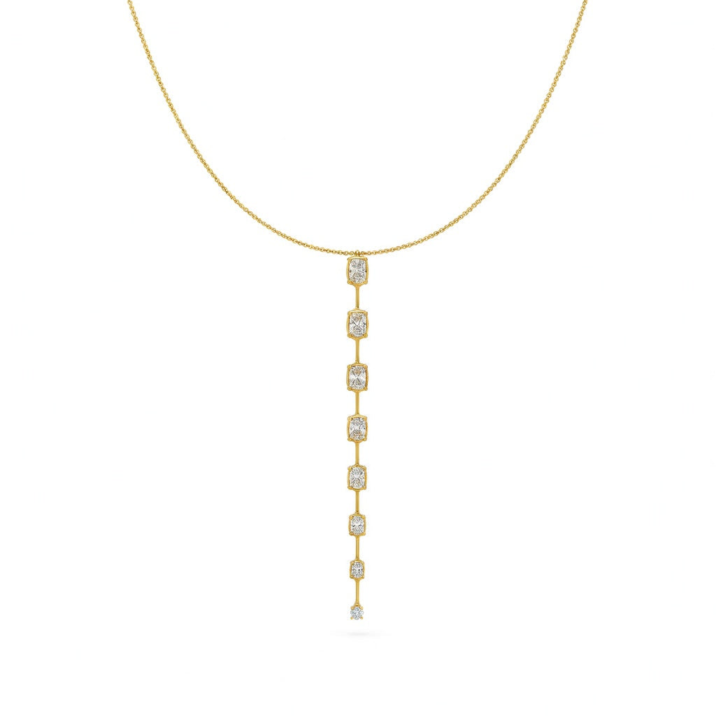 1.5 Ct Oval Cut Diamond Lariat Necklace VS1 D-F White Gold 14k