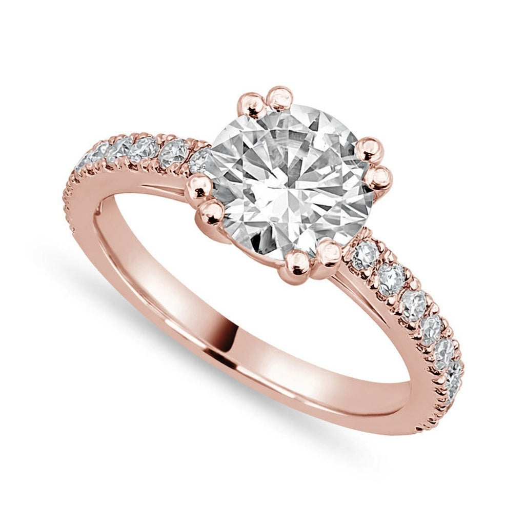Eliza 1.2 ct Lab Grown Cushion Cut Double Claw Pave Diamond Engagement Ring