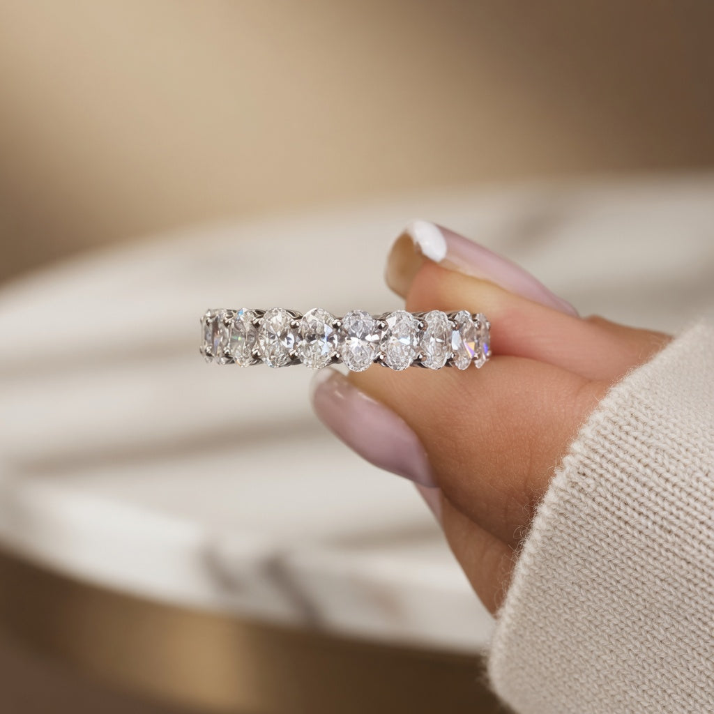 3.41 CT Lab-Grown Diamond Eternity Ring in 14K White Gold (D–F / VS1–VS2)