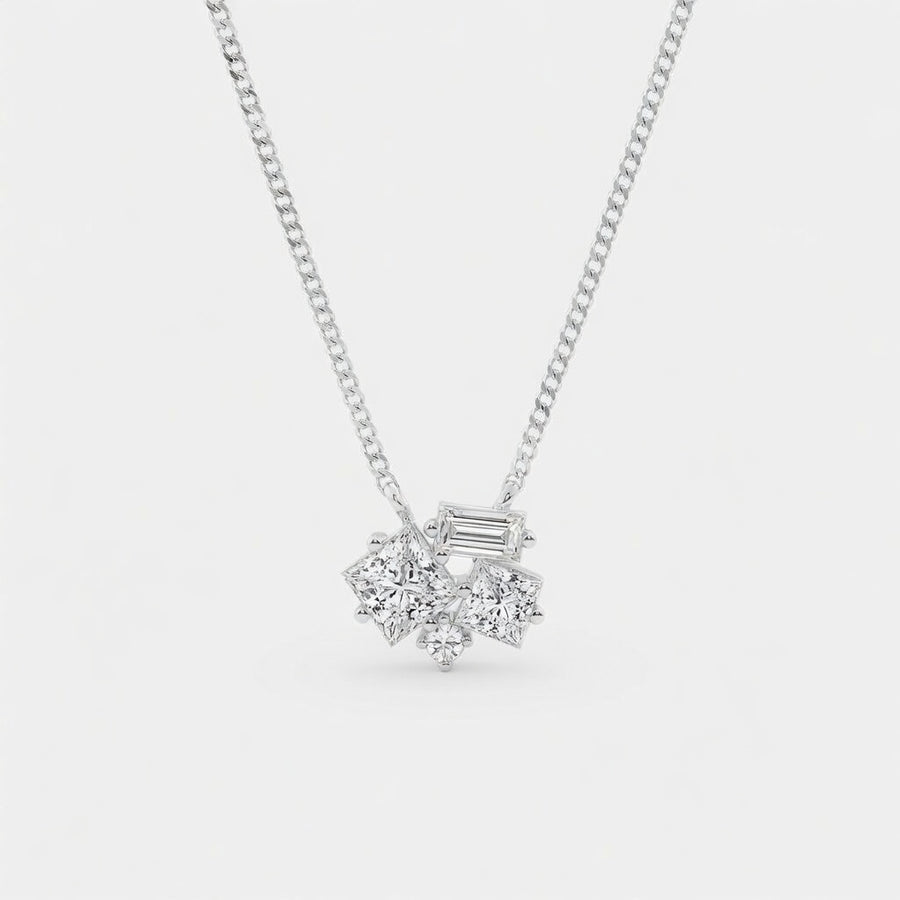 14K White Gold Mosaic Framed Abstract Lab-Grown Diamond Pendant (1.20 CTW – D–F / VS1–VS2)