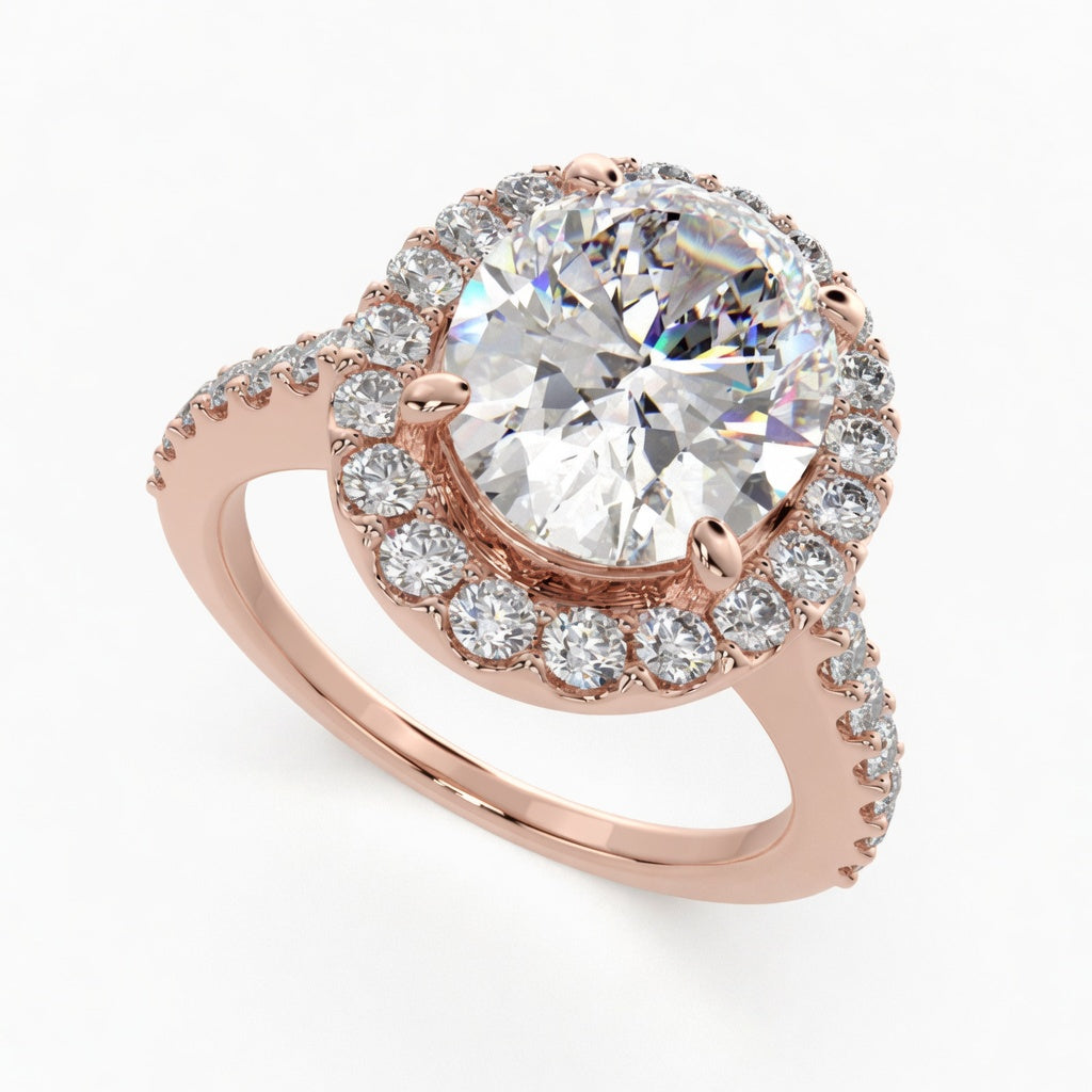 Bianca 4.5 Carat Oval Cut Halo Pave Engagement Ring