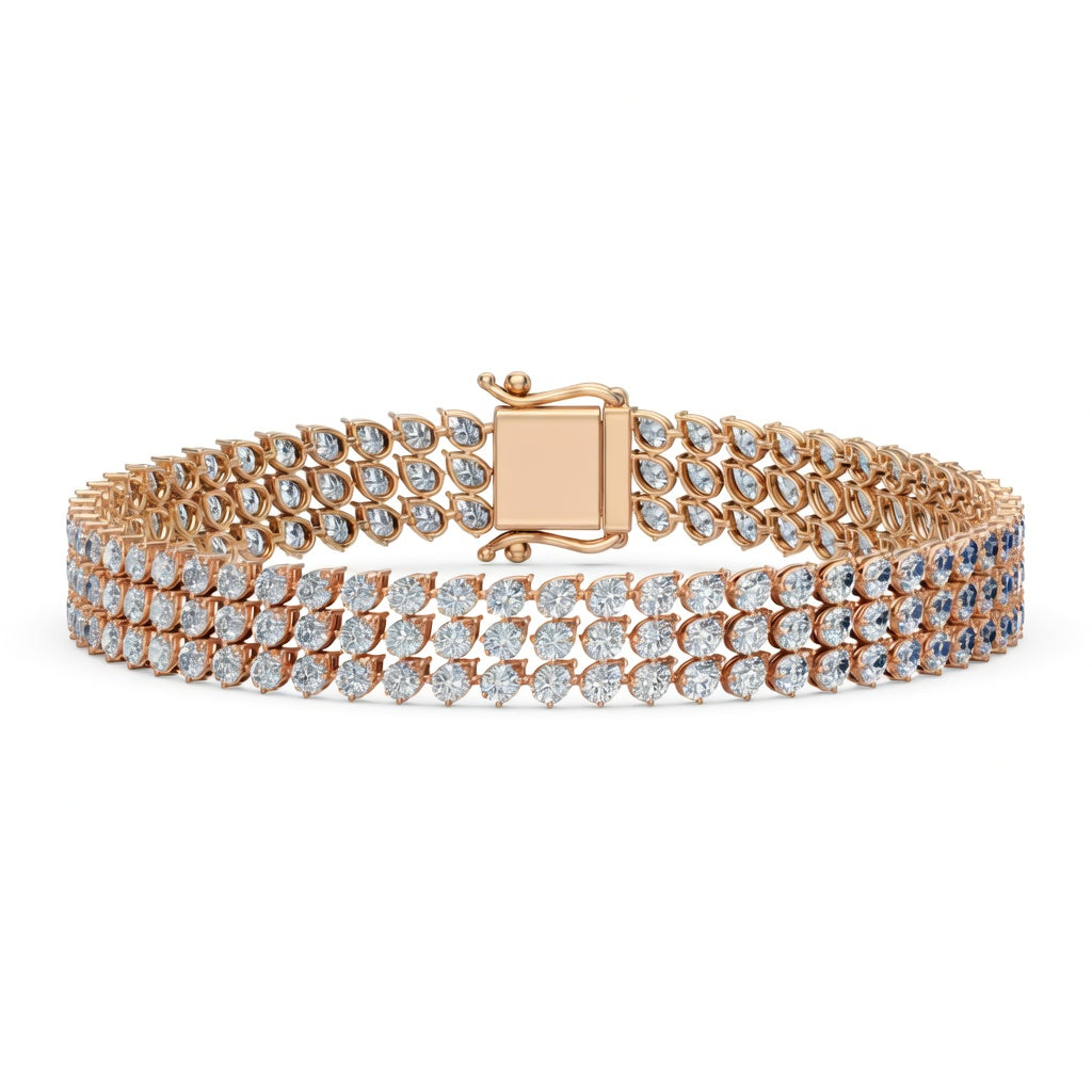 12.28 Carat Pear Cut Diamond Tennis Bracelet VS1 D F White Gold 14k