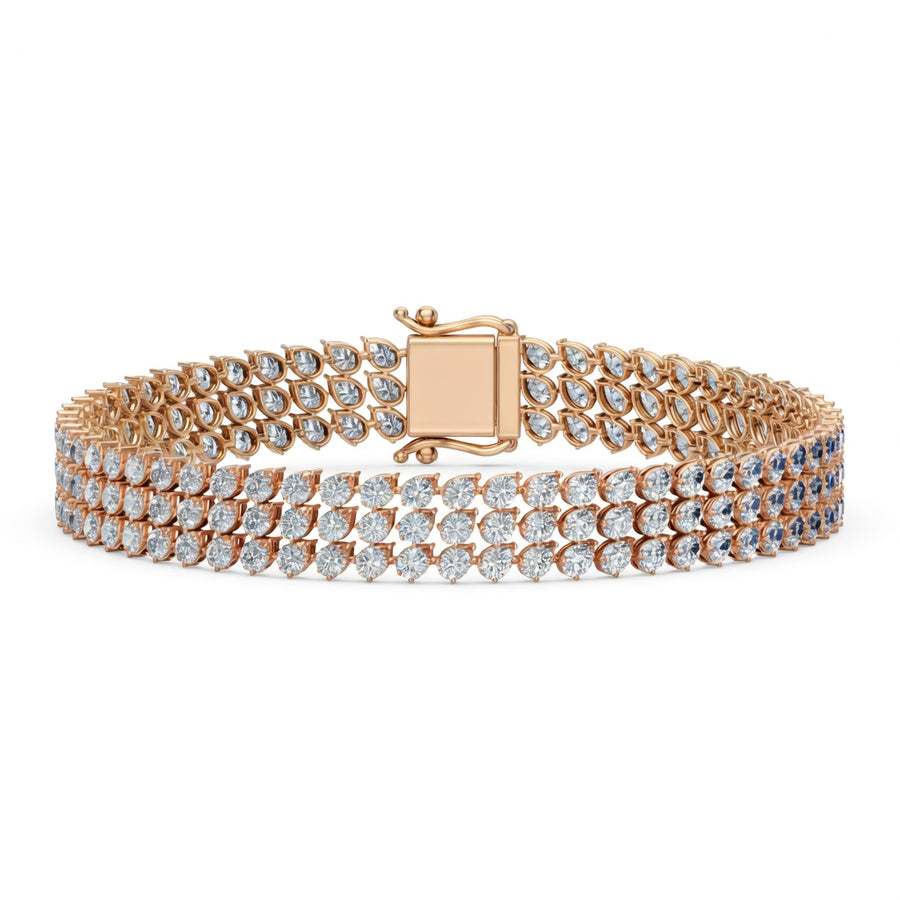 12.28 Carat Pear Cut Diamond Tennis Bracelet VS1 D F White Gold 14k