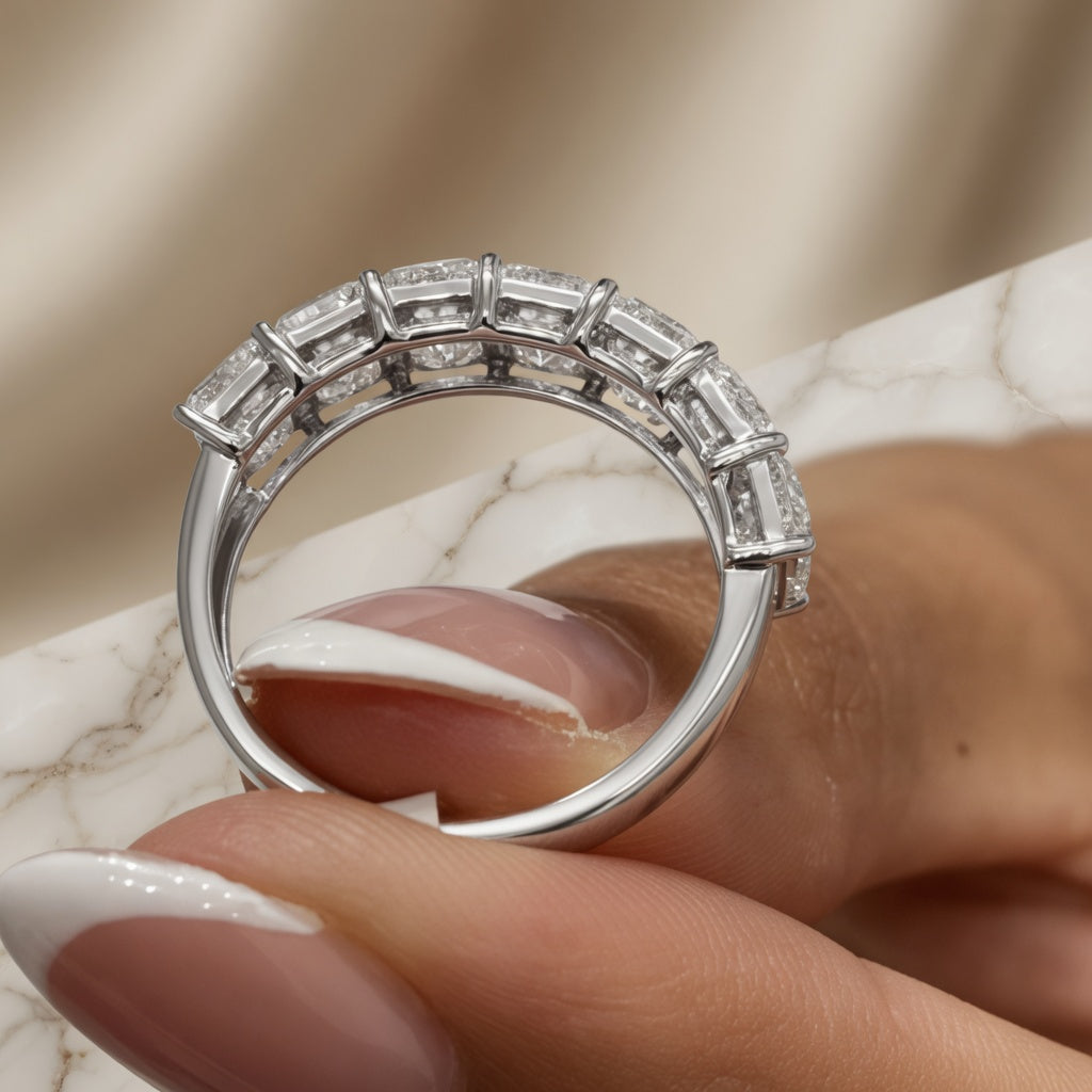 Diamond Half Eternity Ring 3.91 Carat Yellow Gold 14K