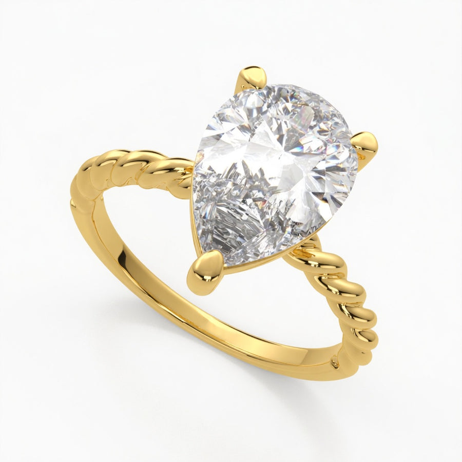 Renata 4 Carat Pear Cut Solitaire Rope Engagement Ring