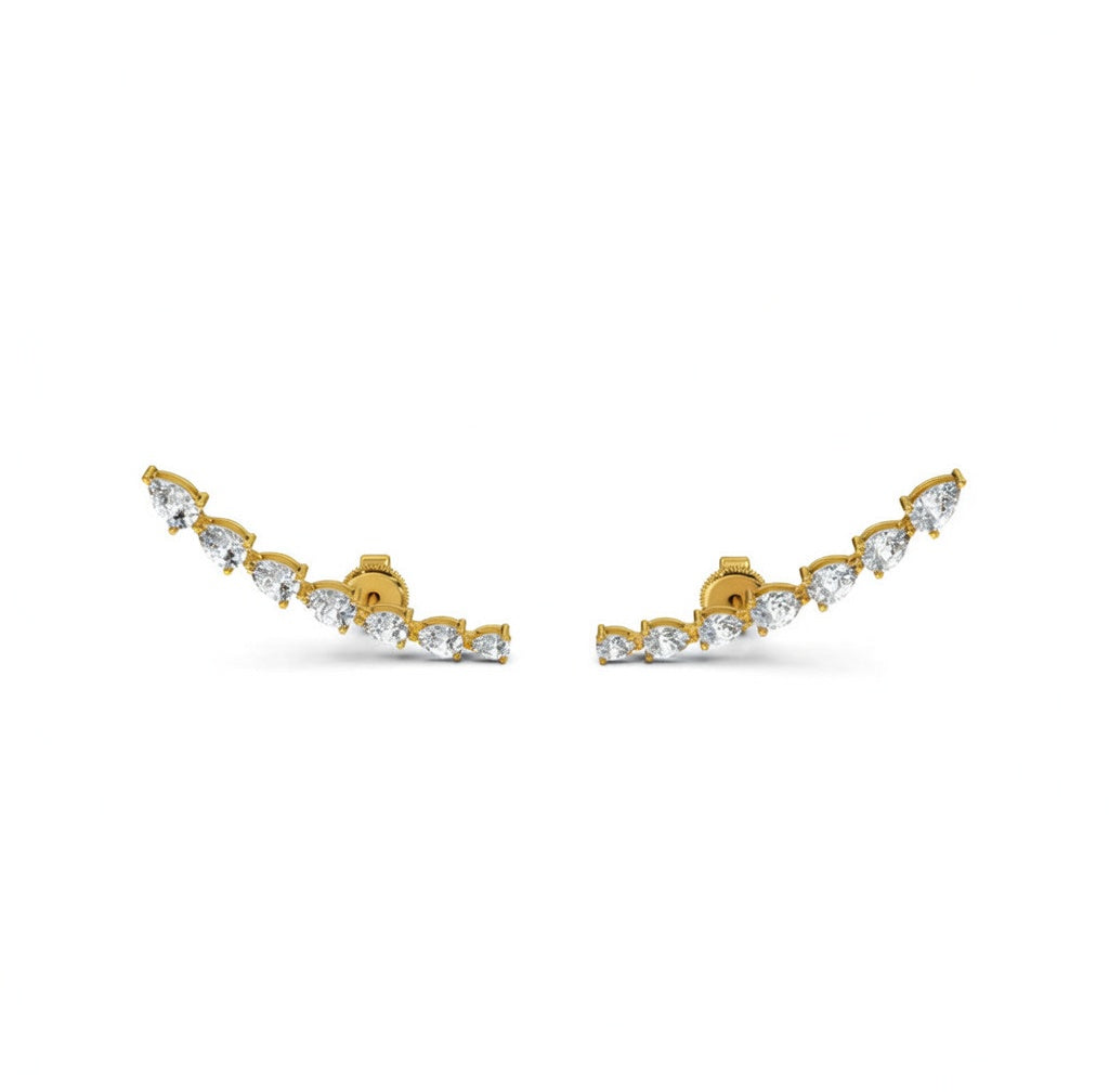 1.79 ct Pear Cut Climber Prong Butterfly Diamond Earrings VS1 D White Gold 14k