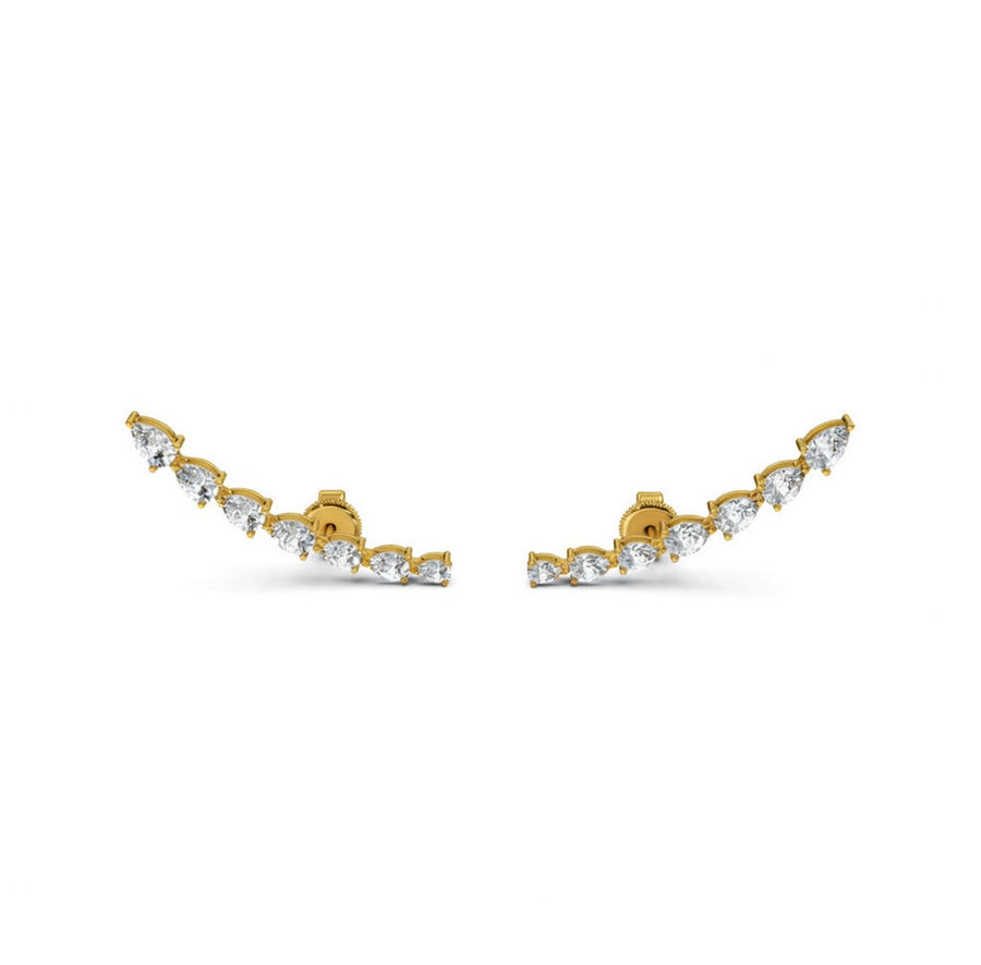 1.79 ct Pear Cut Climber Prong Butterfly Diamond Earrings VS1 D White Gold 14k