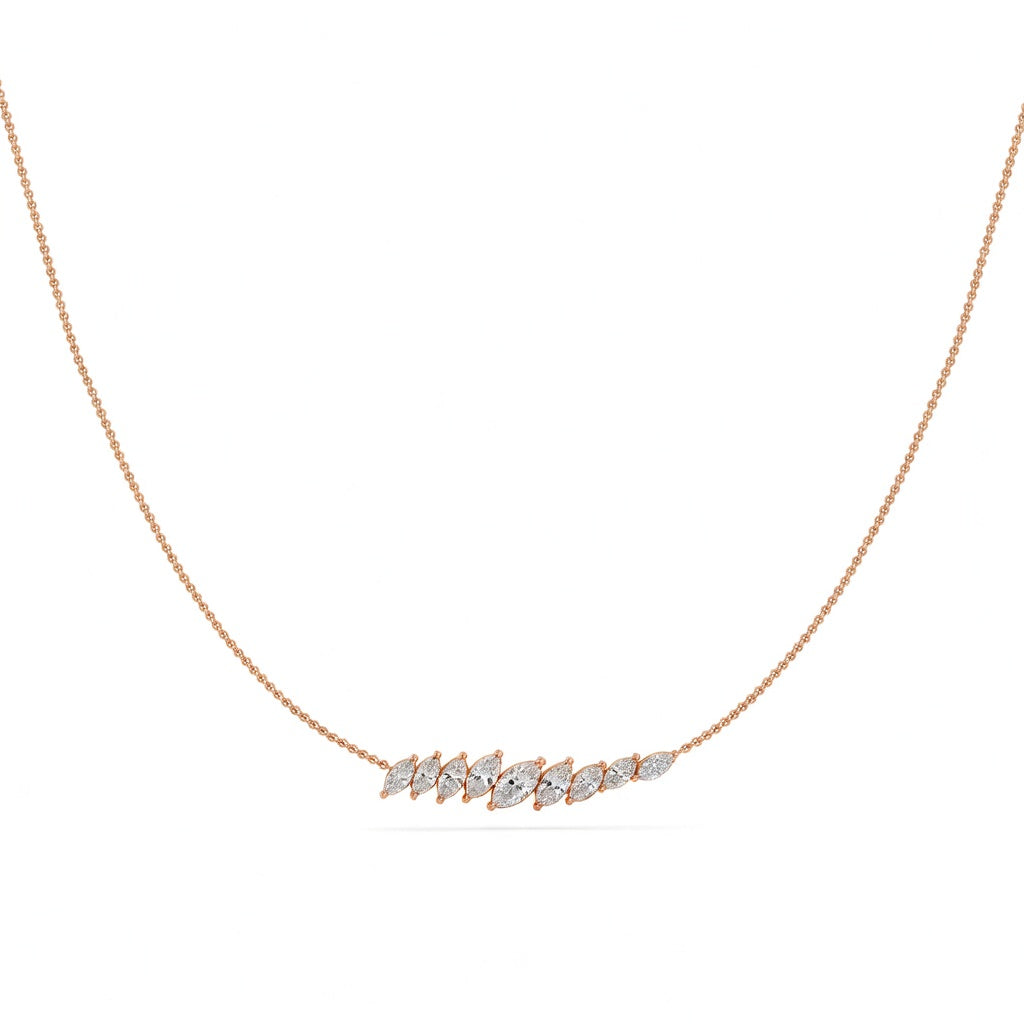 1.75 Ct Round Marquise Cut Diamond Chain Necklace VS1 D-F White Gold 14k