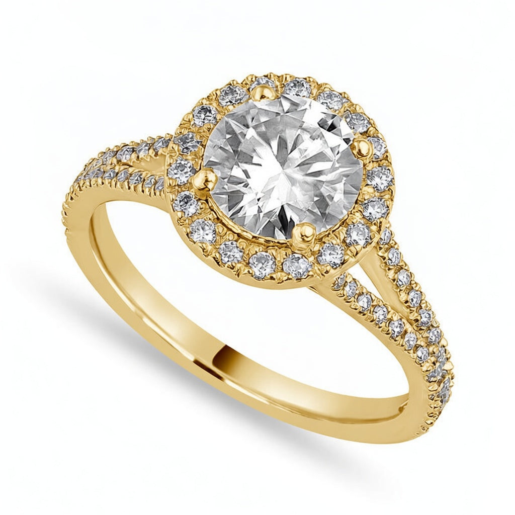 Mila 2.31 ct Lab Grown Round Cut Split Shank Halo Diamond Engagement Ring