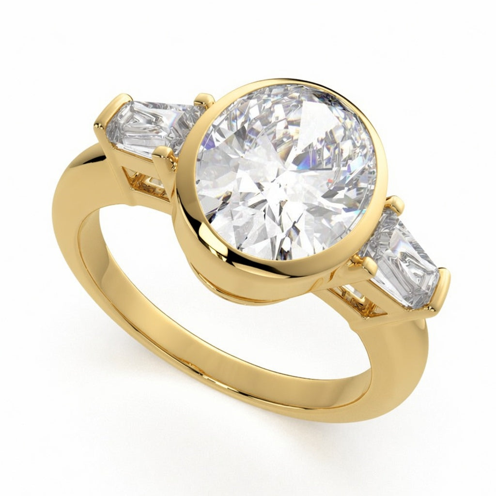 Emilia 3.5 Carat Round Cut Trilogy 3 Stone Engagement Ring