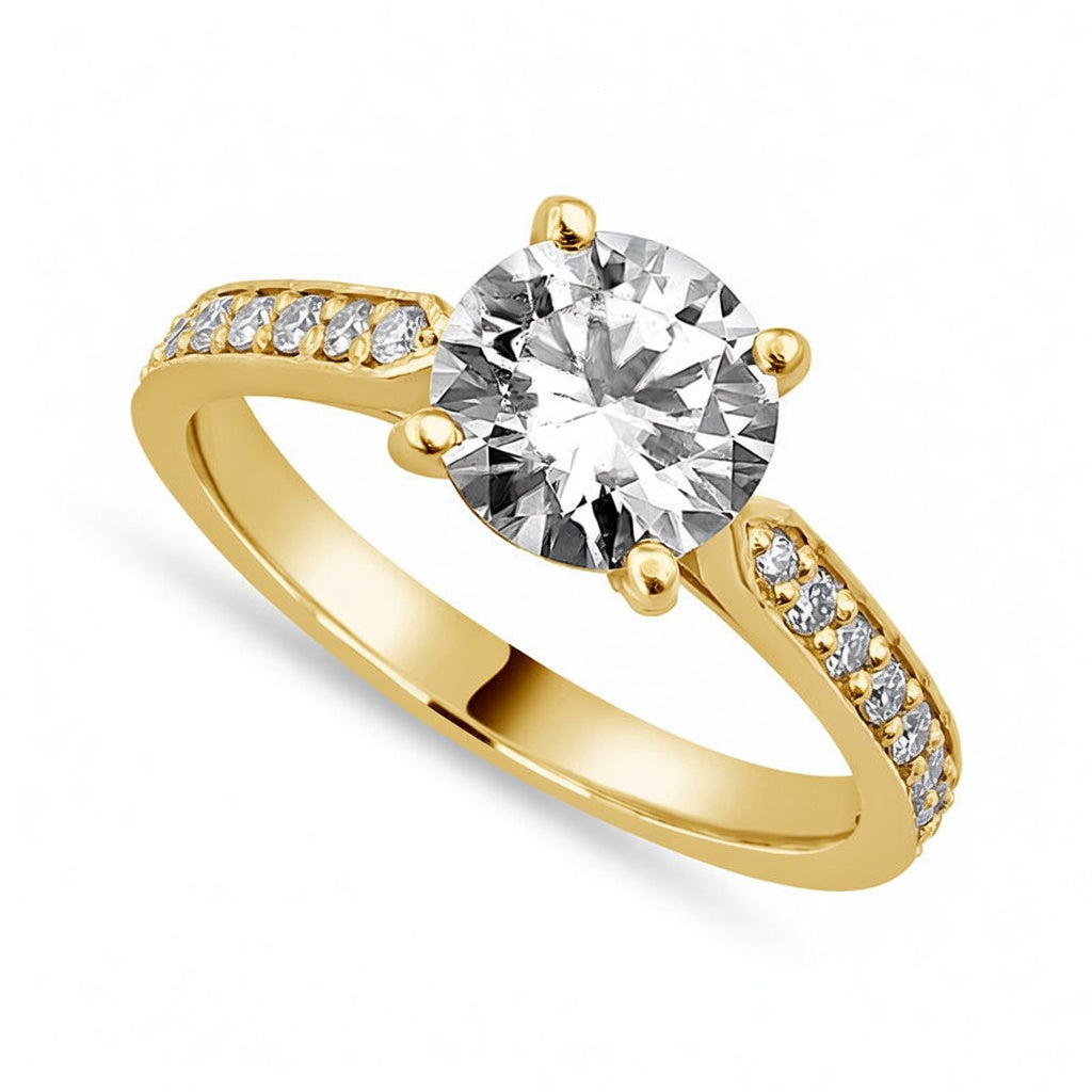 Ava 1.4 ct Lab Grown Round Cut Pave 4 Prong Diamond Engagement Ring